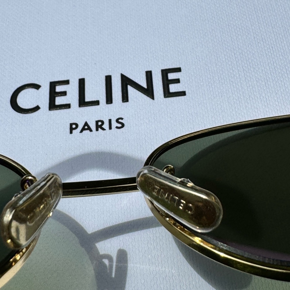 Celine Triomphe 01 Oval-frame gold-tone metal oval acetate Sunglasses CL40235U - Picture 8 of 13